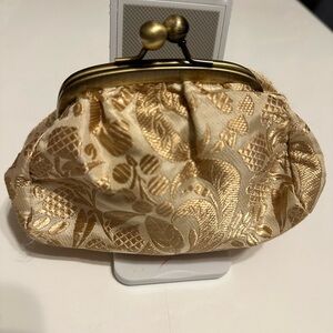 Talbots Gold Floral Clutch